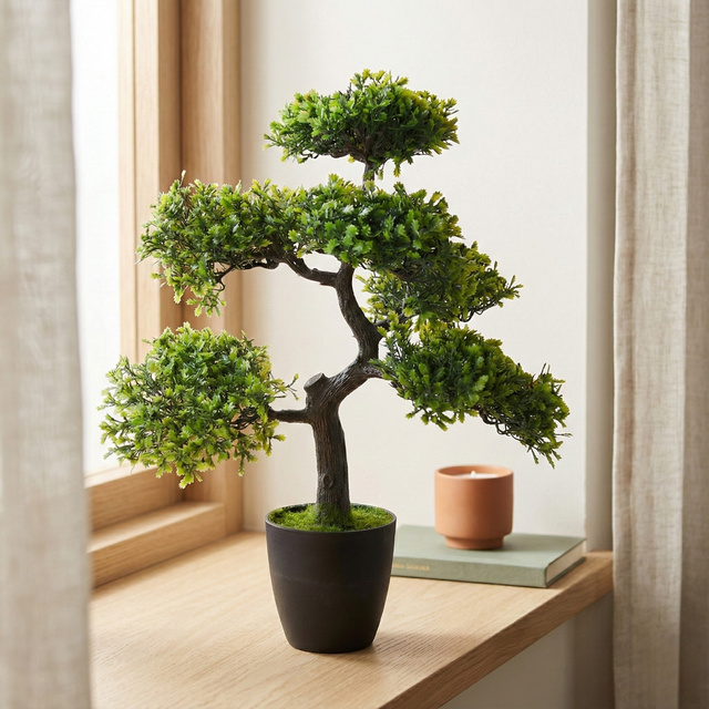 Copacul Bonsai artificial în ghiveci, 32 x 32 x 50 cm, model 2