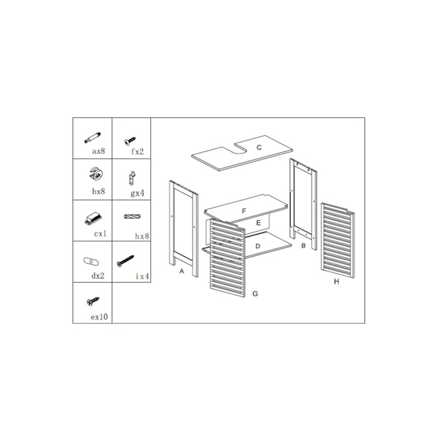 Etajera de baie Natureo, 3 polite din bambus si MDF, 80 cm