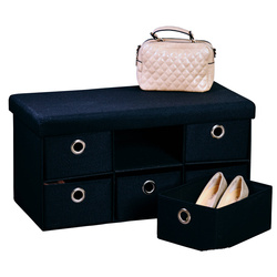 Bancheta pentru hol din imitatie de in, 6 sertare