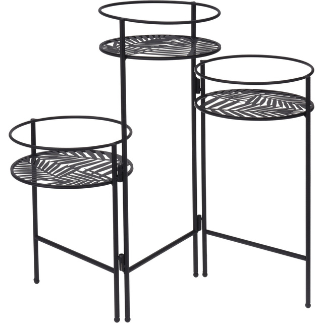 Suport pentru flori din metal cu 3 niveluri, culoare neagră