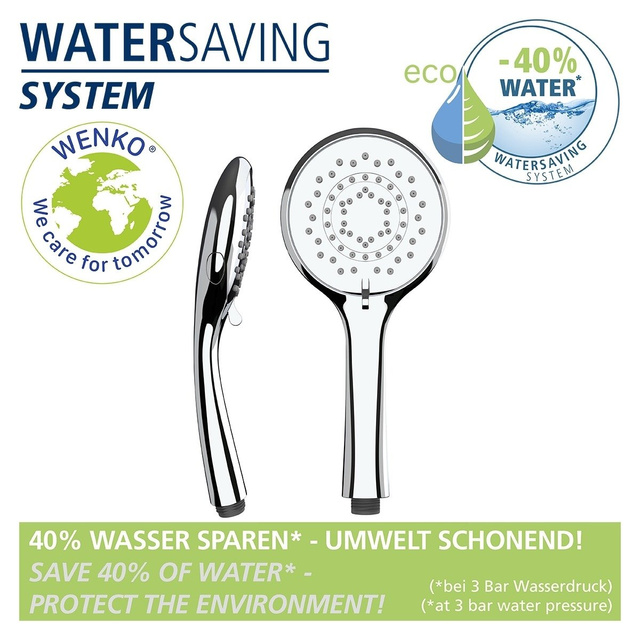 Cap de dus cu functie de economisire apei, Ø 11 cm, 5 setari, WENKO