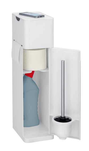 Suport pentru hârtie igienică și perie IMON, 6 în 1, alb, WENKO