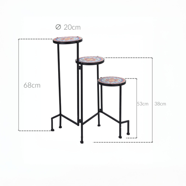 Suport de flori în picioare MOZAIKA, 3 niveluri, 68 cm