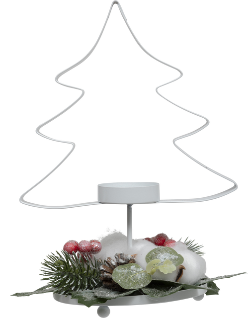 Suport de lumanare metalic in forma de brad, 25 cm