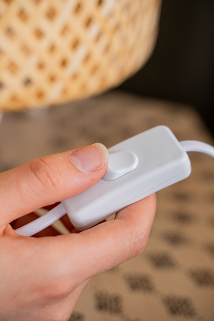 Lampa de masa in stilul boho LIBY, impletitura din bambus, 25 cm