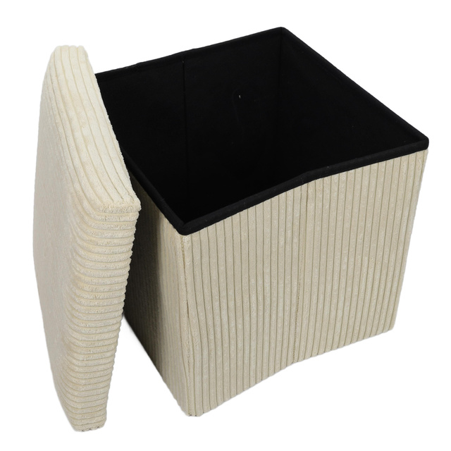 Taburet din velur-cord cu spațiu de depozitare TOBO, 38 x 38 x 38 cm