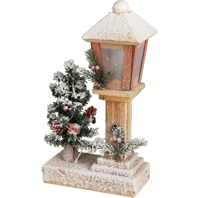 Decor de Craciun, felinar cu brad, LED, 37 cm