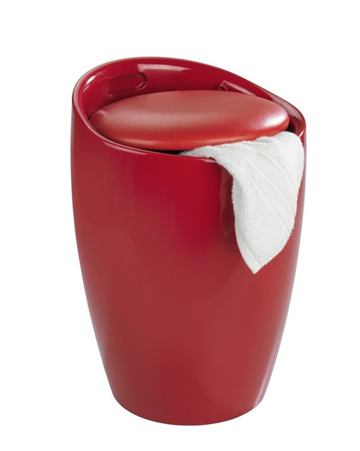 Pufa CANDY LIGHT RED - coș de rufe, 2 în 1, WENKO, roșu