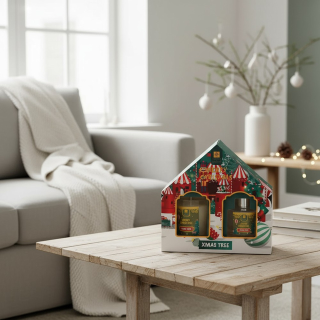 Set de parfum ulei 40 ml + lumânare, brad.