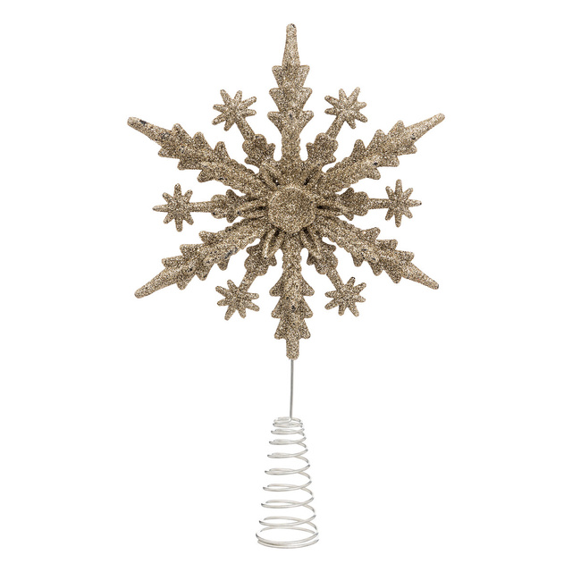 Varf pentru brad, fulg de nea cu sclipici, 22 cm