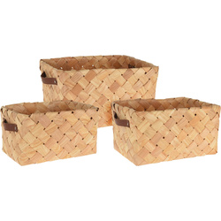 Set trei cosuri impletite, natural