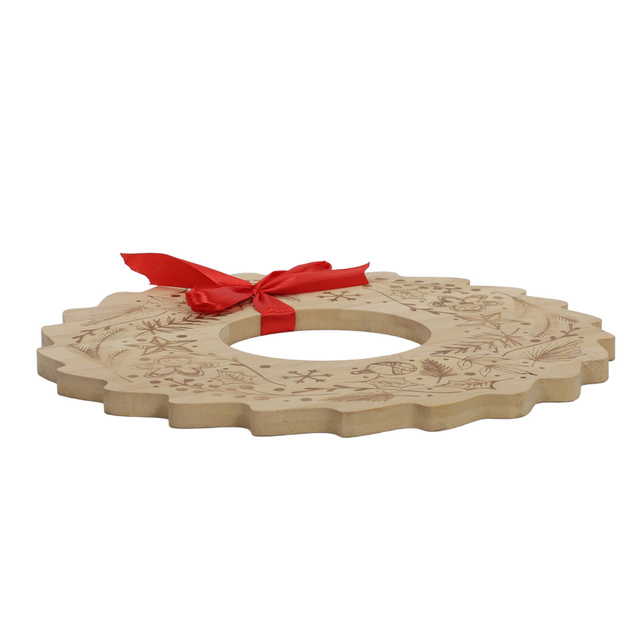 Tavă din bambus pentru servirea gustărilor BELLUNE, coroană de Crăciun, Ø 30 cm