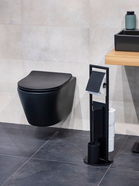 Suport hârtie igienică și perie WC RAVINA, 3în1