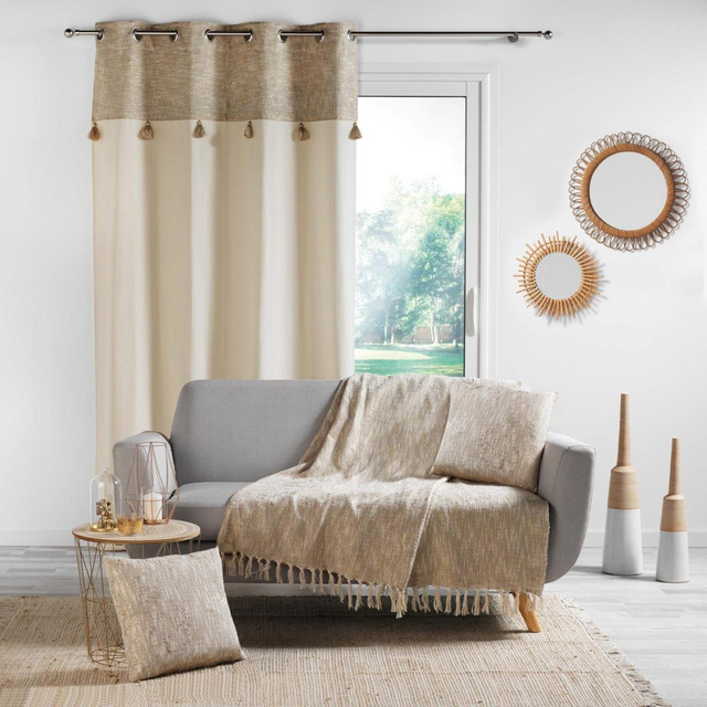 Perdea boho SULTANCURTAIN, cu ghidaje si franjuri, 140 x 240 cm