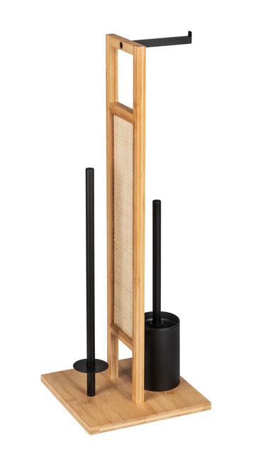Suport pentru hartie igenica si perie WC RIVALTA, 3in1, bambus, WENKO