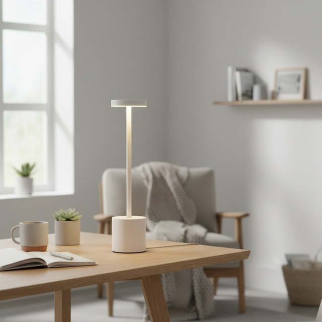 Lampă de birou LED cu baterie reîncărcabilă, metal, 34 cm