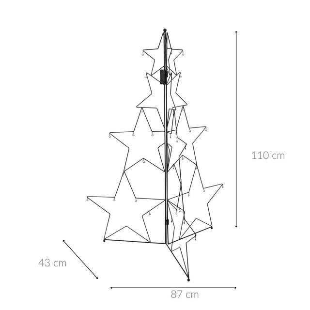 Decorațiune metalică în formă de brad, 110 cm