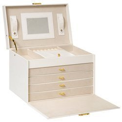 Cutie de bijuterii cu sertare și oglindă