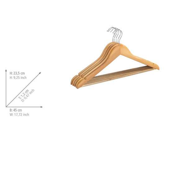 Umerase din lemn natural durabil, pentru haine, 5 bucăți, ECO
