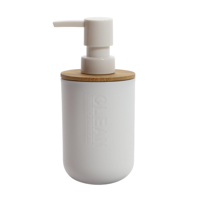 Dispenser pentru sapun lichid, cu capac din bambus
