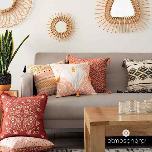 Set de oglinzi decorative cu rama din răchită, Ø 28 cm, 3 bucăți