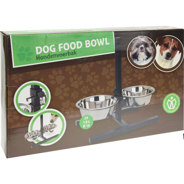Boluri pentru câini pe suport, reglabile în înălțime, 2 x 1,8 L