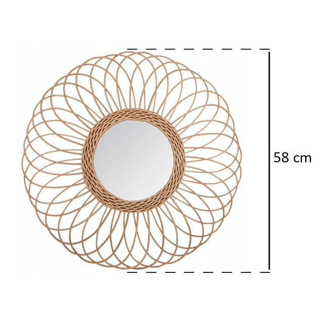 Oglindă suspendată decorativă din răchită, un decor unic de perete