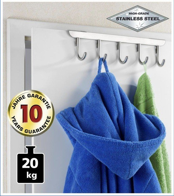 Suport pentru ușă MASSIVO - 5 cârlige incluse, WENKO