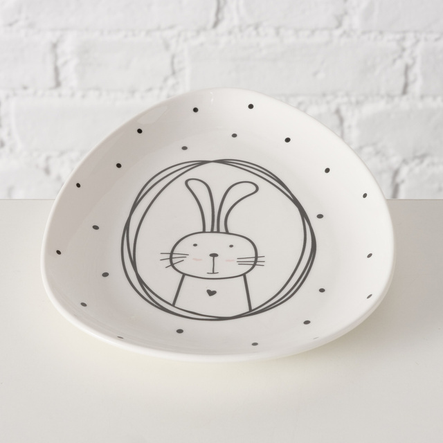 Farfurie cu forma neregulata Hoppy, model cu iepuras, 20 x 16 cm.
