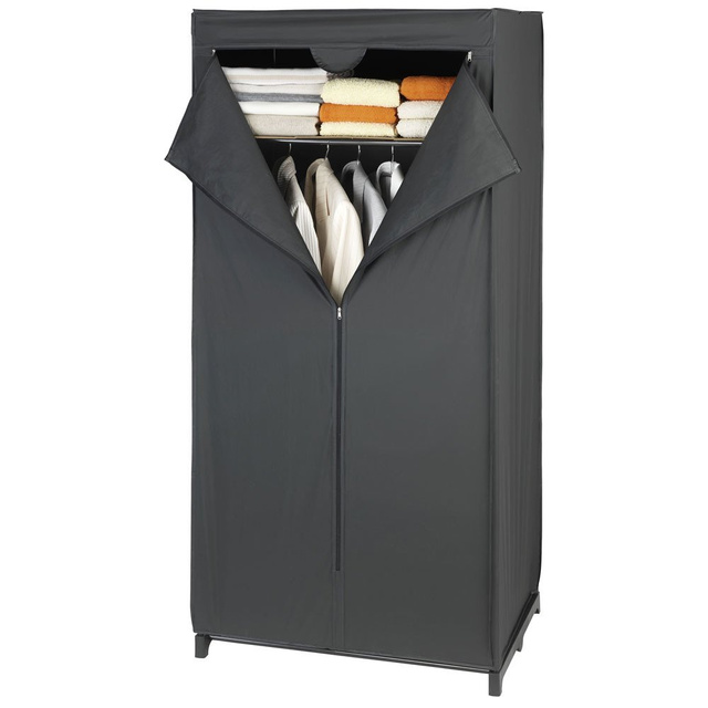 Dulap textil DEEP BLACK, garderobă pliabilă, 160x75x50cm, WENKO