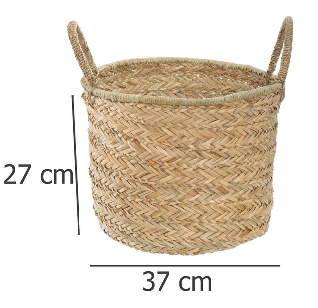 Coș decorativ cu mânere Ø 37 x 28 cm, iarbă de mare