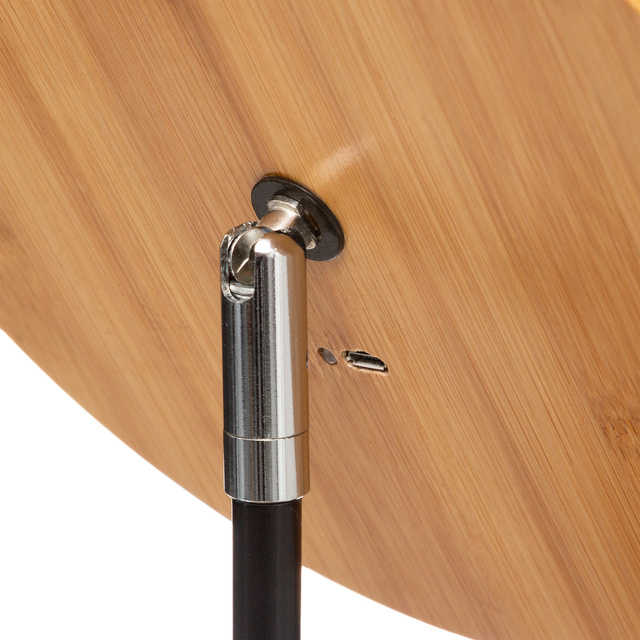 Oglindă cosmetică cu LED, rotundă, din bambus