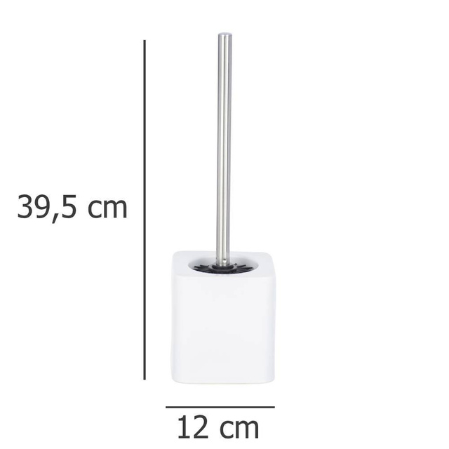 Perie WC cu suport, Alb, 39,5x12x12 cm, WENKO