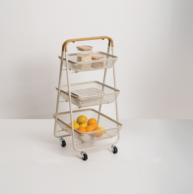 Cărucior de bucătărie MAYAJ, 3 coșuri