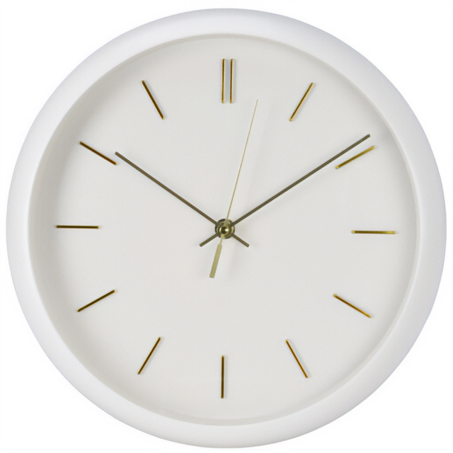 Ceas de perete modern, cu ace aurii, Ø 31 cm