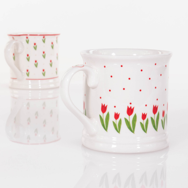 Cana pentru cafea si ceai Danique, model cu lalele, 420 ml