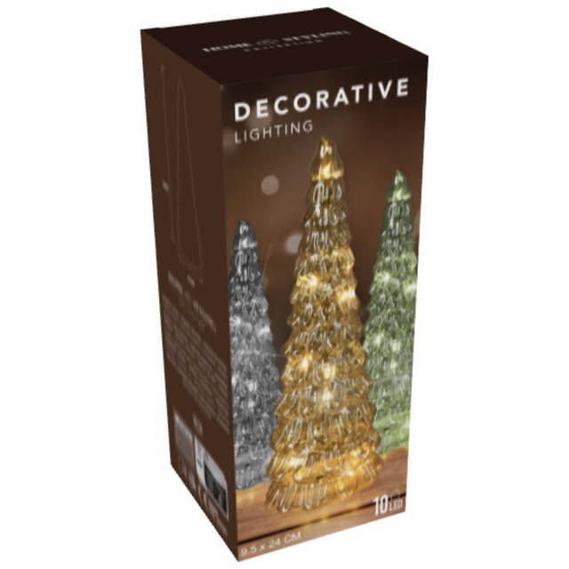 Brad de sticlă cu decor LED, 24 cm