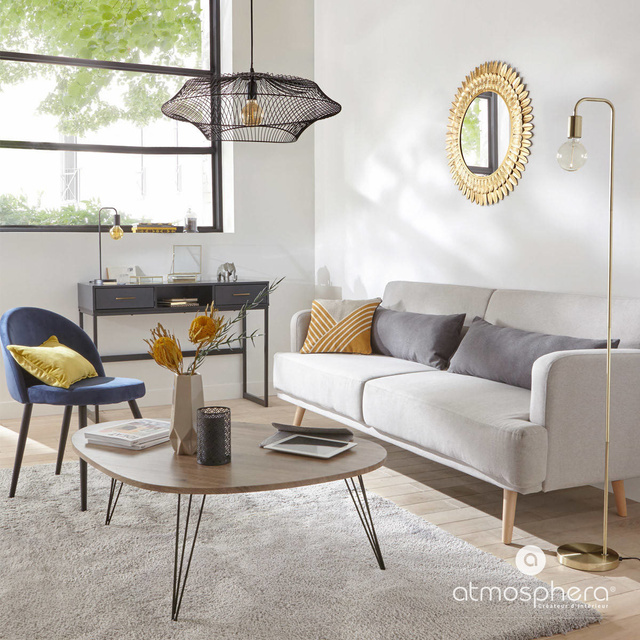 Masuta de cafea cu efect de lemn pe picioare metalice, Atmosphera