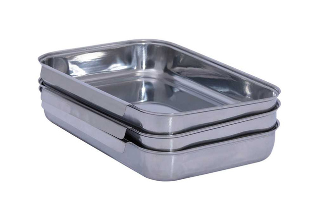 Set 3 tavi servire/preparare, Inox, 22x16x3 cm
