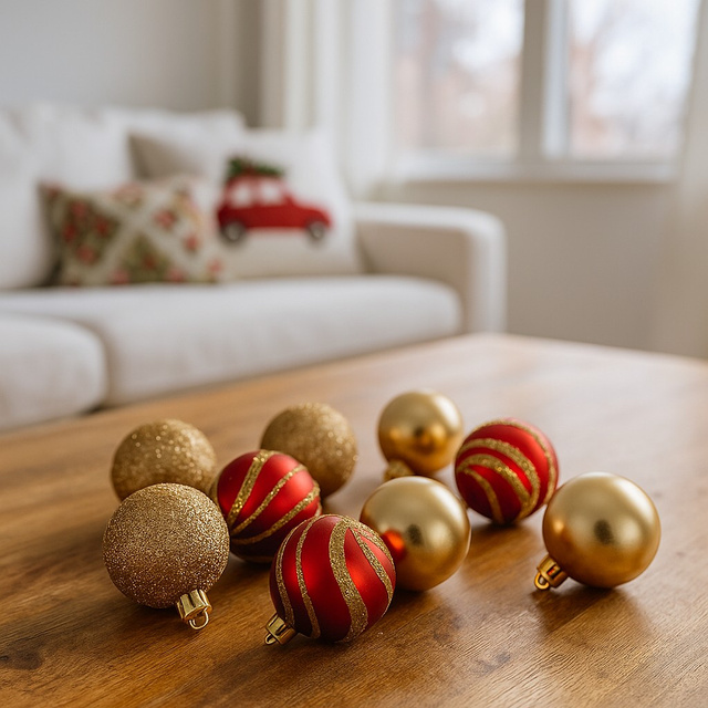 Globuri multicolore cu diferite finisaje, Ø 4 cm, 12 buc.