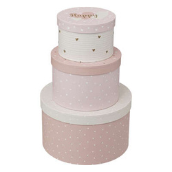 Cutii de depozitare pentru jucarii rotunde THALIE, set de 3 cutii