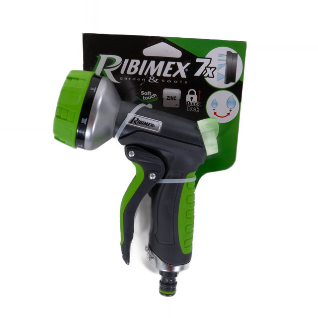 Capat pistol pentru furtun de gradina RIBIMEX, reglaj al jetului, 7 moduri