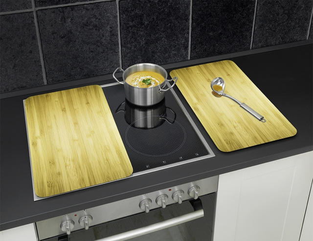 Plăci de protecție din sticlă WOODEN LOOK pentru aragaz - 2 bucăți, WENKO