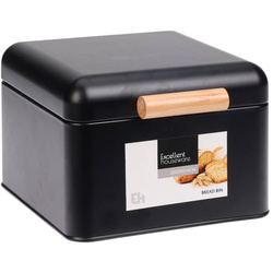 Cutie de paine metalica cu maner din lemn, 22 x 20 x 14 cm