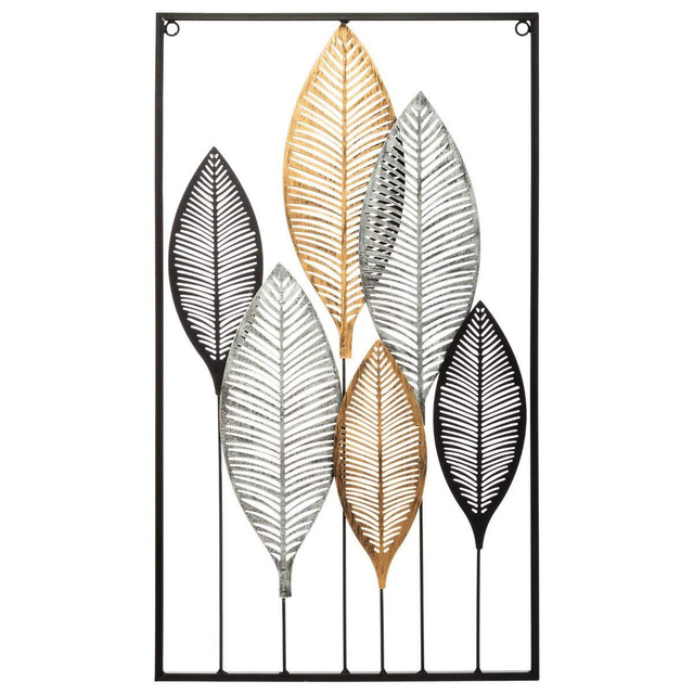 Decoratiune de perete, DECO cu motiv de frunze, 37 x 65 cm