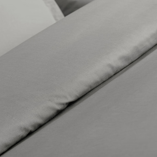 Set de cearșafuri solide din bumbac Percale gri 240 x 220 cm