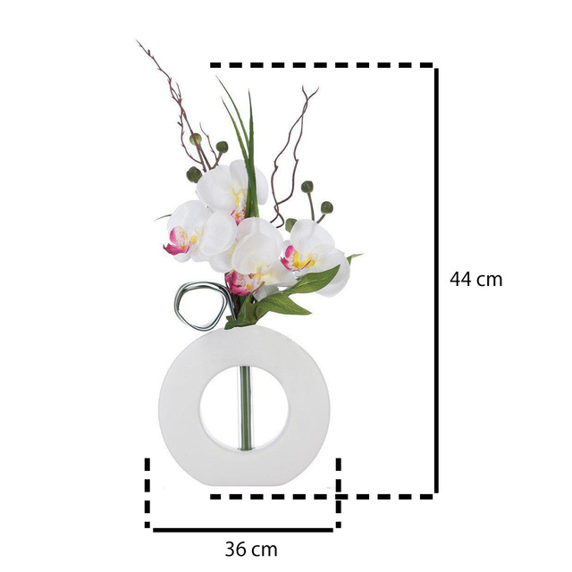 Orhidee artificială într-un ghiveci geometric