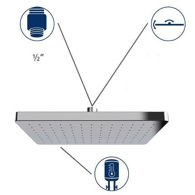 Cap de dus, tavan, pătrat, 250 x 170 mm, WENKO