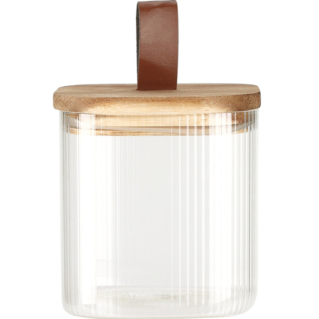Borcan din sticla cu capac din lemn, inchidere ermetica