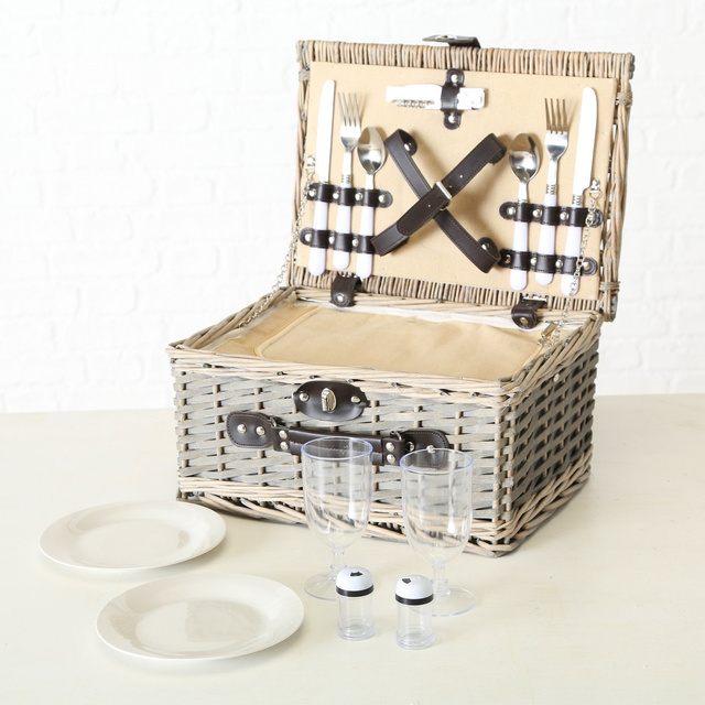 Cos de picnic din rachita cu accesorii ARIEGE, 28 x 18 cm
